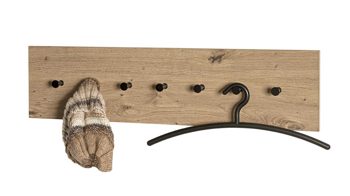 Wandgarderobe Haku aus MDF in Holzfarben Wandgarderobe Artisan Eiche & schwarzes Metall - ca. 80 x 20 cm