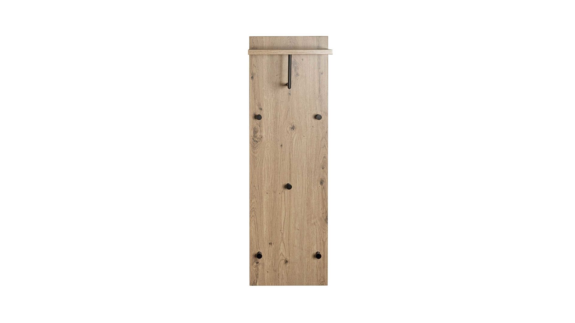 Garderobenpaneel Haku aus MDF in Holzfarben Wandgarderobe Artisan Eiche & schwarzes Metall, mit Ablage - ca. 30 x 100 cm