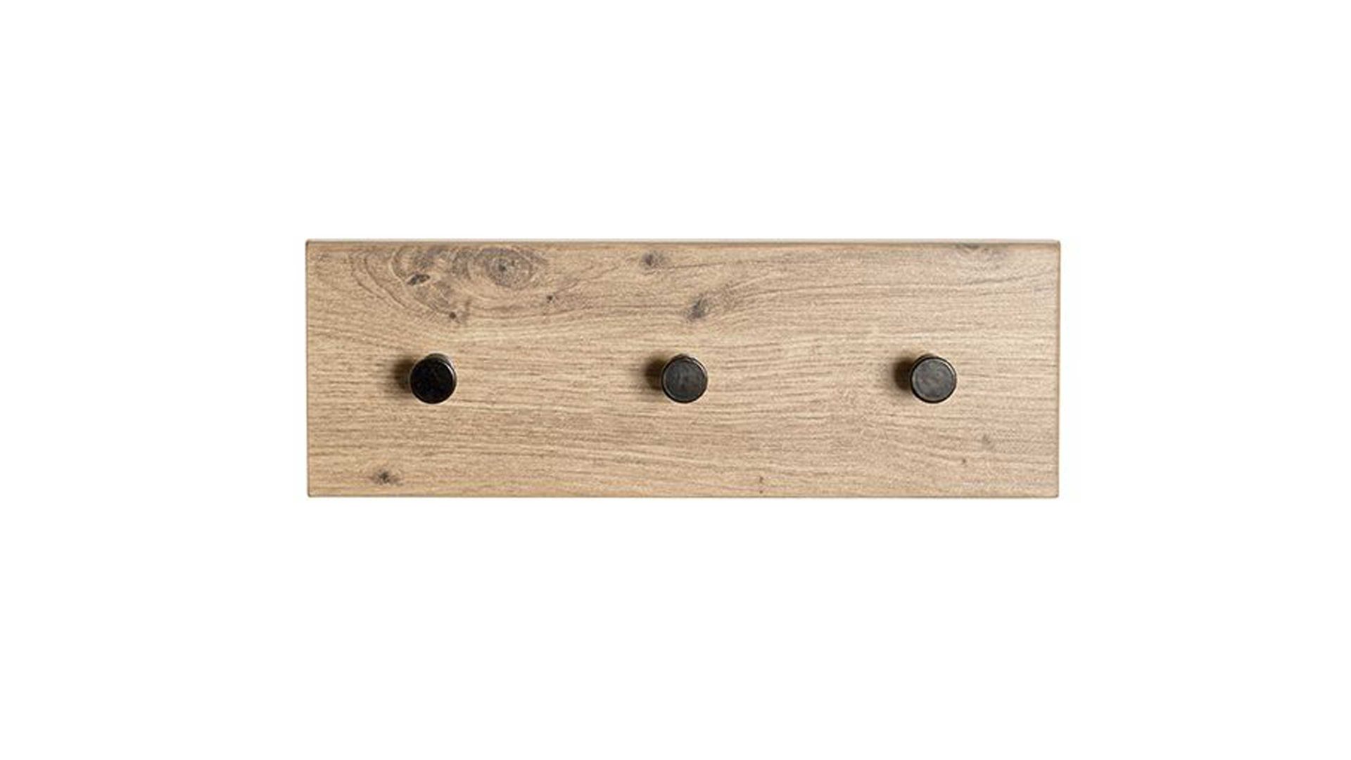 Wandgarderobe Haku aus MDF in Holzfarben Wandgarderobe Artisan Eiche & schwarzes Metall - ca. 35 x 12 cm