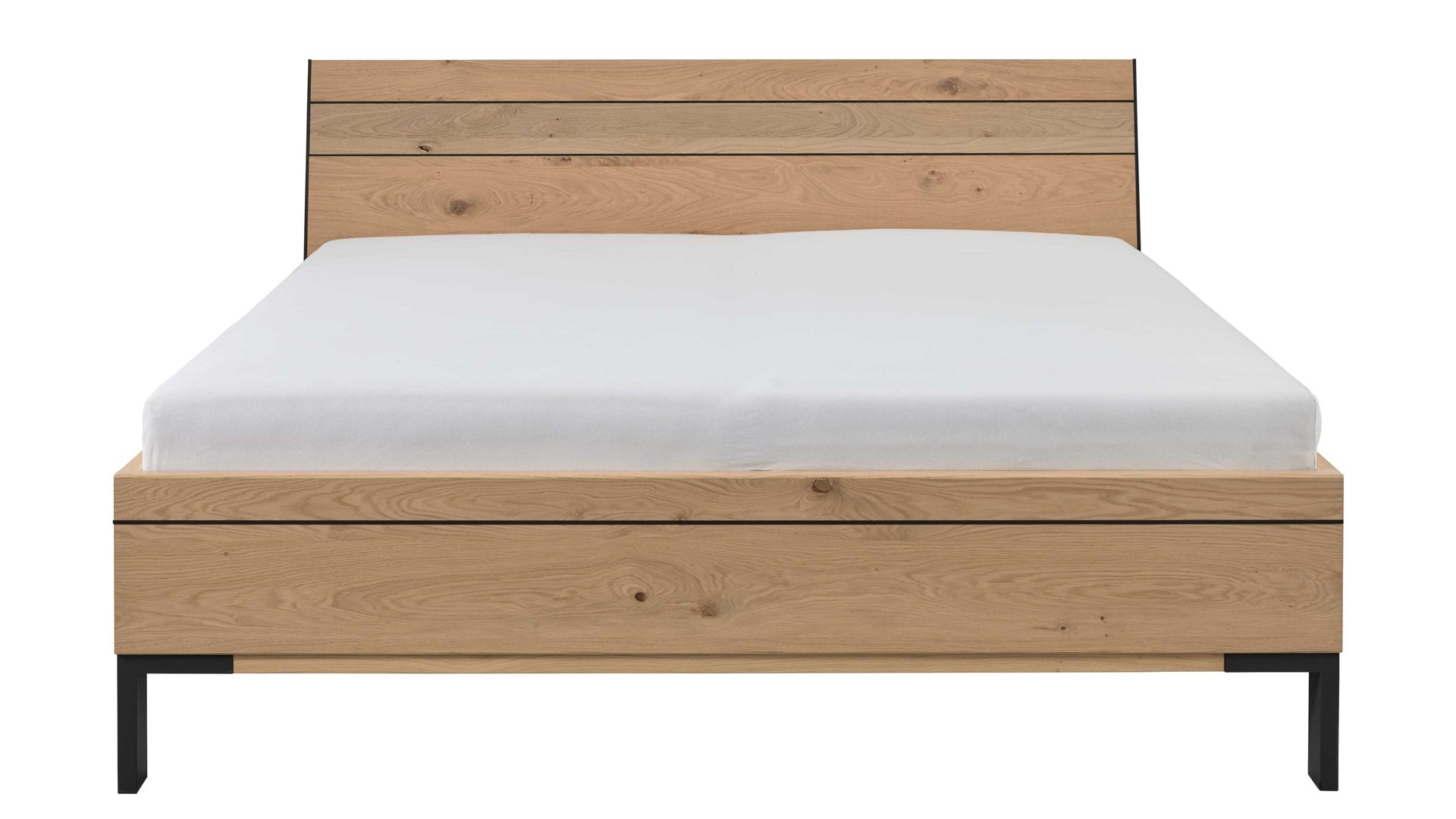 Bettgestell Interliving aus Holz in Holzfarben Interliving Kleiderschrank Serie 1207 – Bettgestell Balkeneiche & Anthrazit - Liegefläche ca. 180 x 200 cm