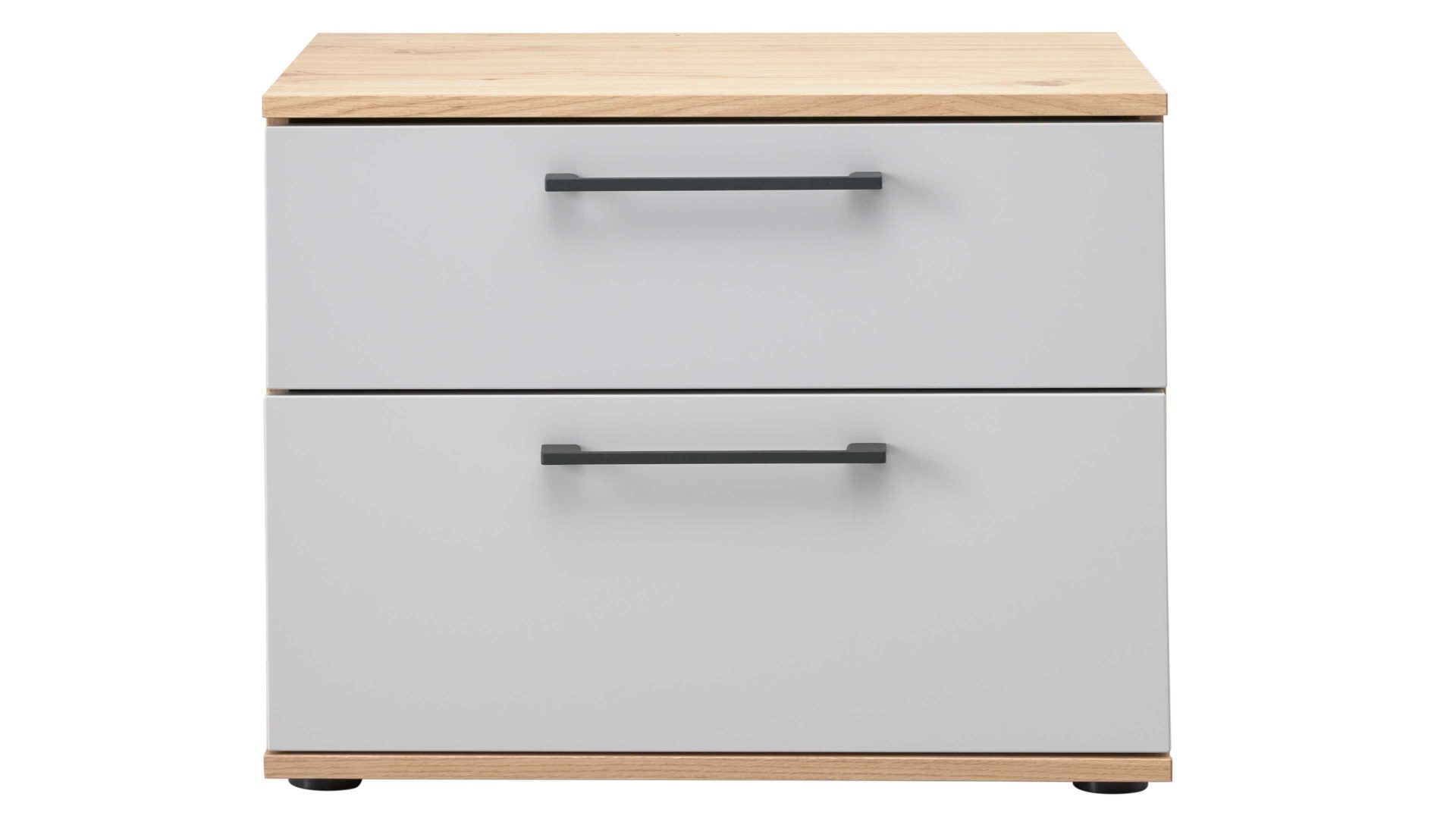 Nachtkommode Interliving aus Holz in Grau Interliving Kleiderschrank Serie 1207 – Nachtkommode 220121 Taupe & Balkeneiche – zwei Schubladen, Breite ca. 60 cm