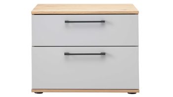 Nachtkommode Interliving aus Holz in Grau Interliving Kleiderschrank Serie 1207 – Nachtkommode 220121 Taupe & Balkeneiche – zwei Schubladen, Breite ca. 60 cm