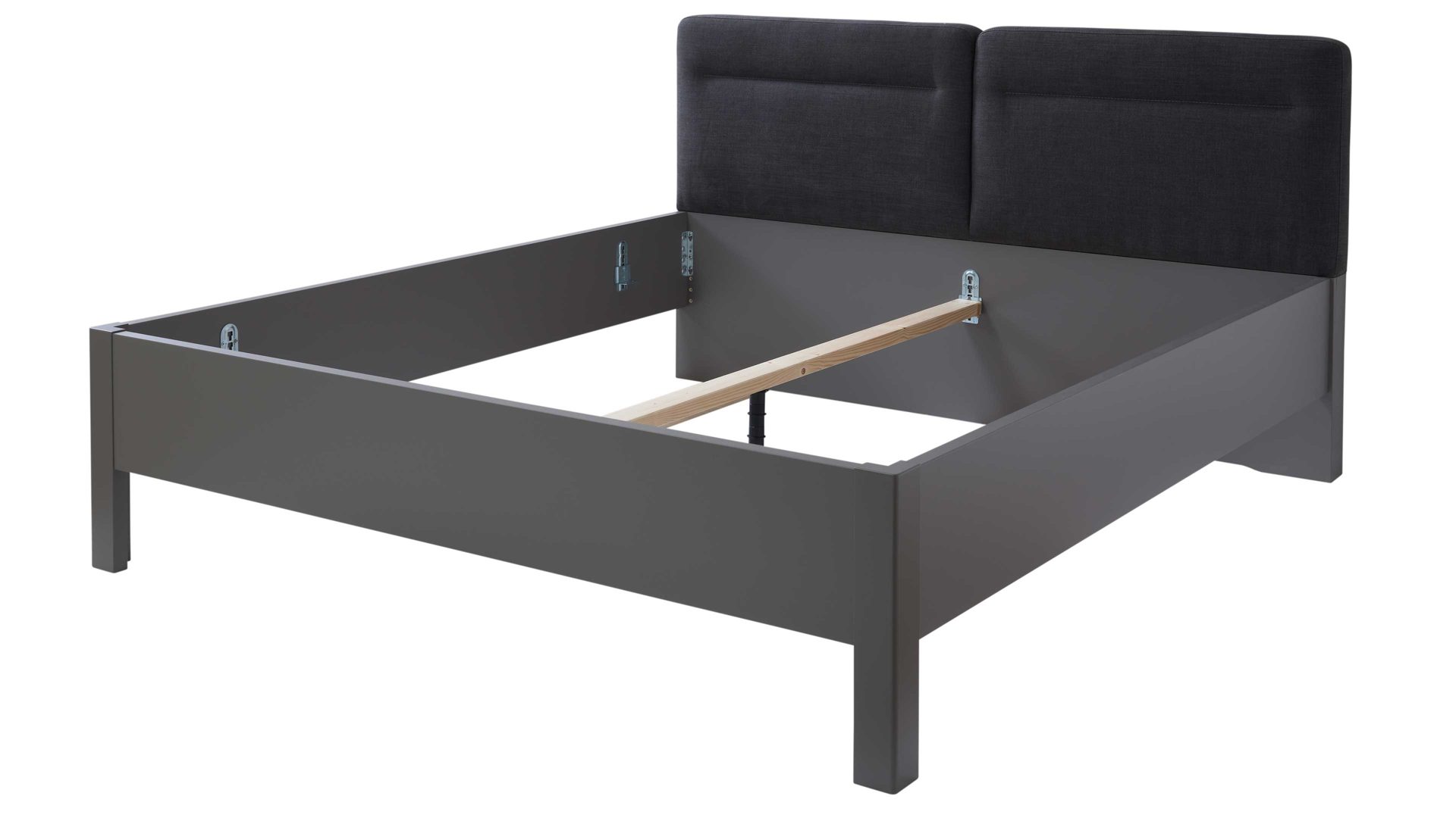 Bettgestell Interliving aus Holz in Dunkelgrau Interliving Kleiderschrank Serie 1207 – Bettgestell Manhattan & anthrazitfarbener Stoff - Liegefläche ca. 180 x 200 cm