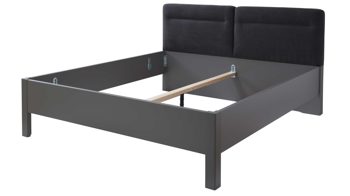 Bettgestell Interliving aus Holz in Dunkelgrau Interliving Kleiderschrank Serie 1207 – Bettgestell Manhattan & anthrazitfarbener Stoff - Liegefläche ca. 180 x 200 cm