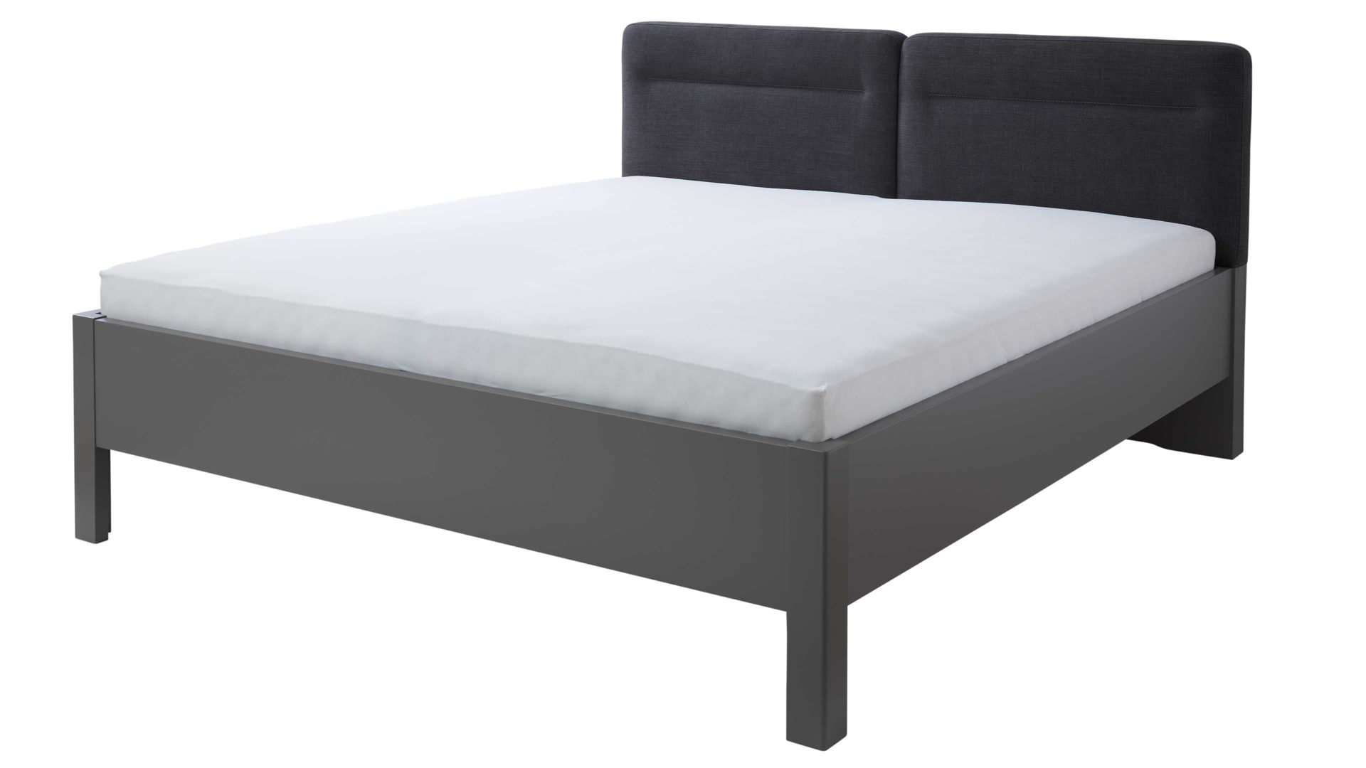 Bettgestell Interliving aus Holz in Dunkelgrau Interliving Kleiderschrank Serie 1207 – Bettgestell Manhattan & anthrazitfarbener Stoff - Liegefläche ca. 180 x 200 cm