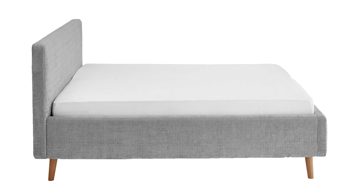 Bettgestell Meise.möbel aus Stoff in Grau Polsterbettgestell Mattis mit Bettkasten grauer Chenille Bezug Yunus 20 & Holzfüße - Liegefläche ca. 180 x 200 cm