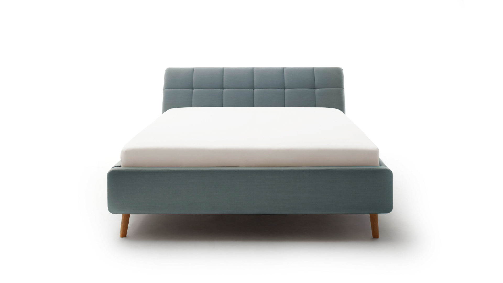 Polsterbett Meise.möbel aus Stoff in Blau Polsterbett Mila mit Bettkasten, gestepptes Kopfteil oceanfarbener Flachgewebe-Bezug Capri 7463 - Liegefläche ca. 180 x 200 cm