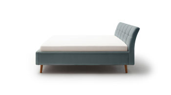 Polsterbett Meise.möbel aus Stoff in Blau Polsterbett Mila mit Bettkasten, gestepptes Kopfteil oceanfarbener Flachgewebe-Bezug Capri 7463 - Liegefläche ca. 180 x 200 cm
