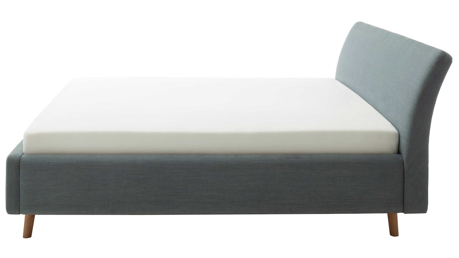 Polsterbett Meise.möbel aus Stoff in Blau Polsterbettgestell Mila mit Bettkasten, glattes Kopfteil oceanfarbener Flachgewebe-Bezug Capri 7463 - Liegefläche ca. 180 x 200 cm