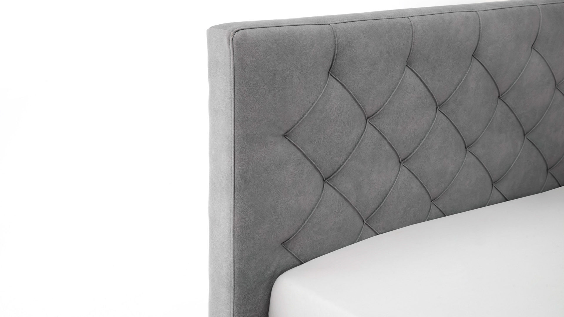 Polsterbett Meise.möbel aus Stoff in Hellgrau Polsterbett San Remo mit Bettkasten hellgrauer Bezug Bulus 32 & eichefarbene Holzfüße - Liegefläche ca. 180 x 200 cm