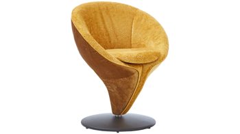 Polsterstuhl Koinor aus Stoff in Gelb KOINOR Dreh-Polsterstuhl goldfarbene Bezugkombination Space 33 & Universe 32, mattschwarzer Tellerfuß