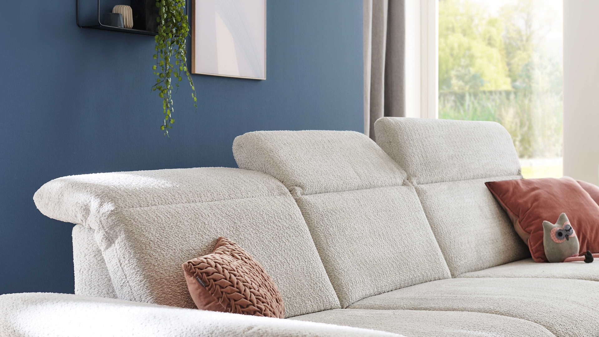 Ecksofa modulmaster aus Stoff in Hellgrau Modulmaster VS-MP1171 - Ecksofa silberfarbene Chenille Kama - Stellfläche ca. 306 x 196 cm