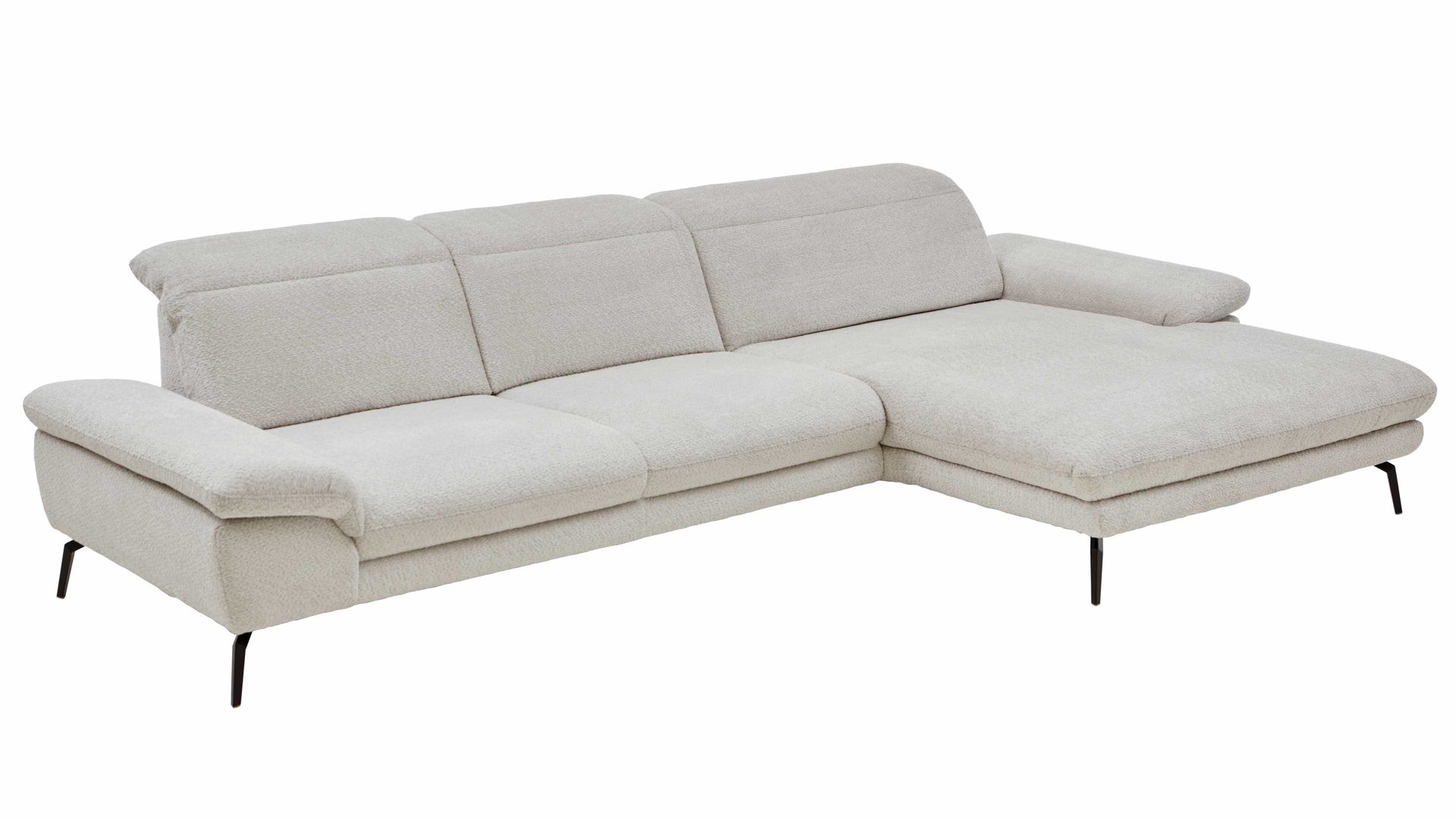 Ecksofa modulmaster aus Stoff in Hellgrau Modulmaster VS-MP1171 - Ecksofa silberfarbene Chenille Kama - Stellfläche ca. 306 x 196 cm