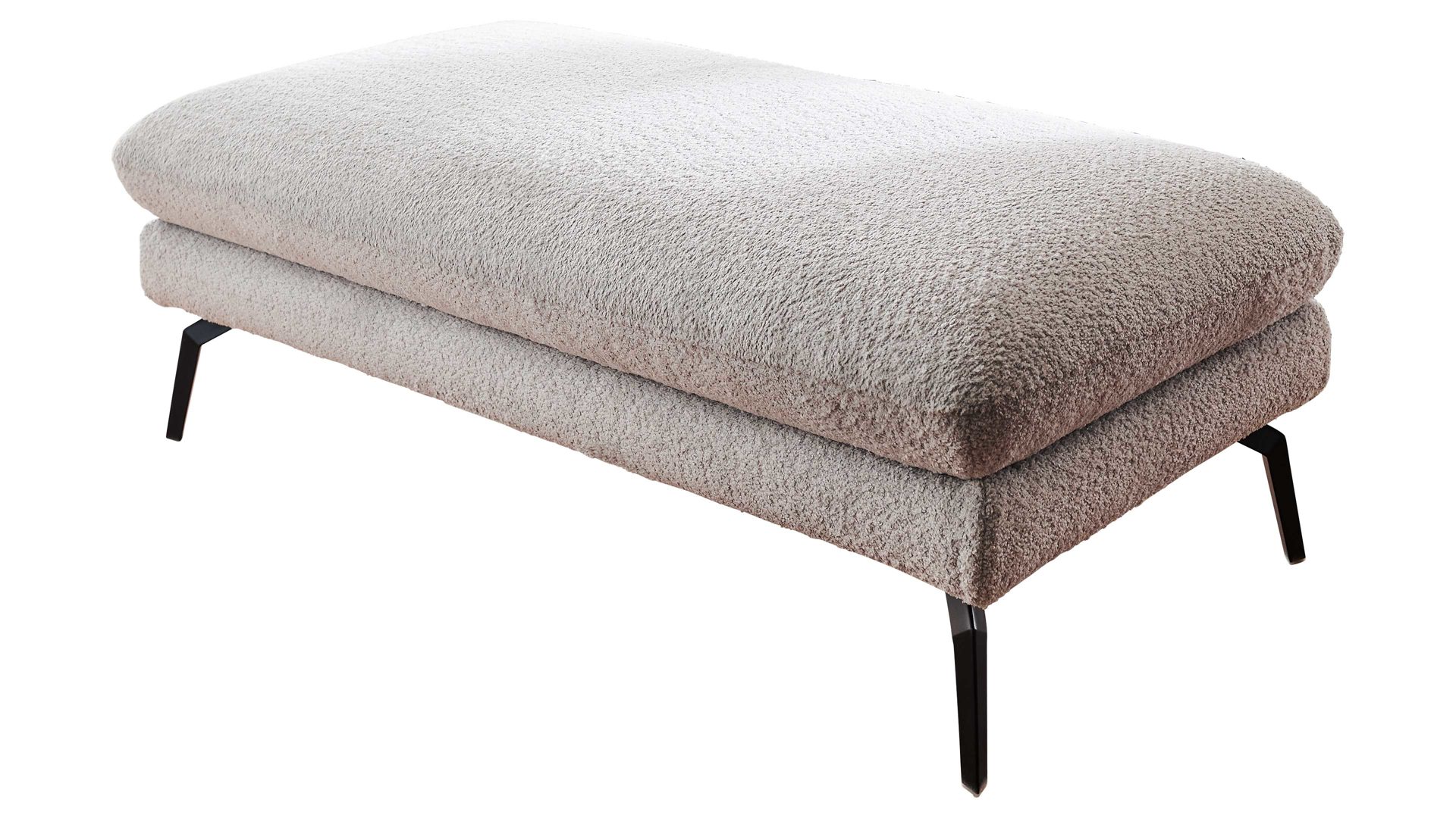 Polsterhocker modulmaster aus Stoff in Hellgrau Modulmaster VS-MP1171 - XXL-Hocker silberfarbene Chenille Kama - ca. 133 x 68 cm