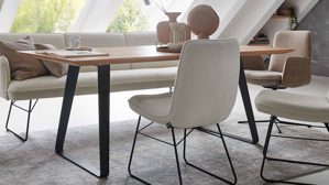 Esstisch K+w polstermöbel aus Holz in Holzfarben Esszimmerserie Base - Esstisch Asteiche & schwarzes Metall - ca. 200 x 100 cm