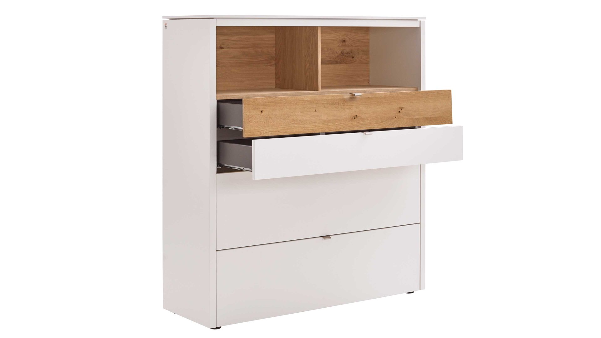 Highboard Venjakob aus Kunststoff in Weiß VENJAKOB Game Highboard weiß & Balkeneiche - Breite ca. 127 cm