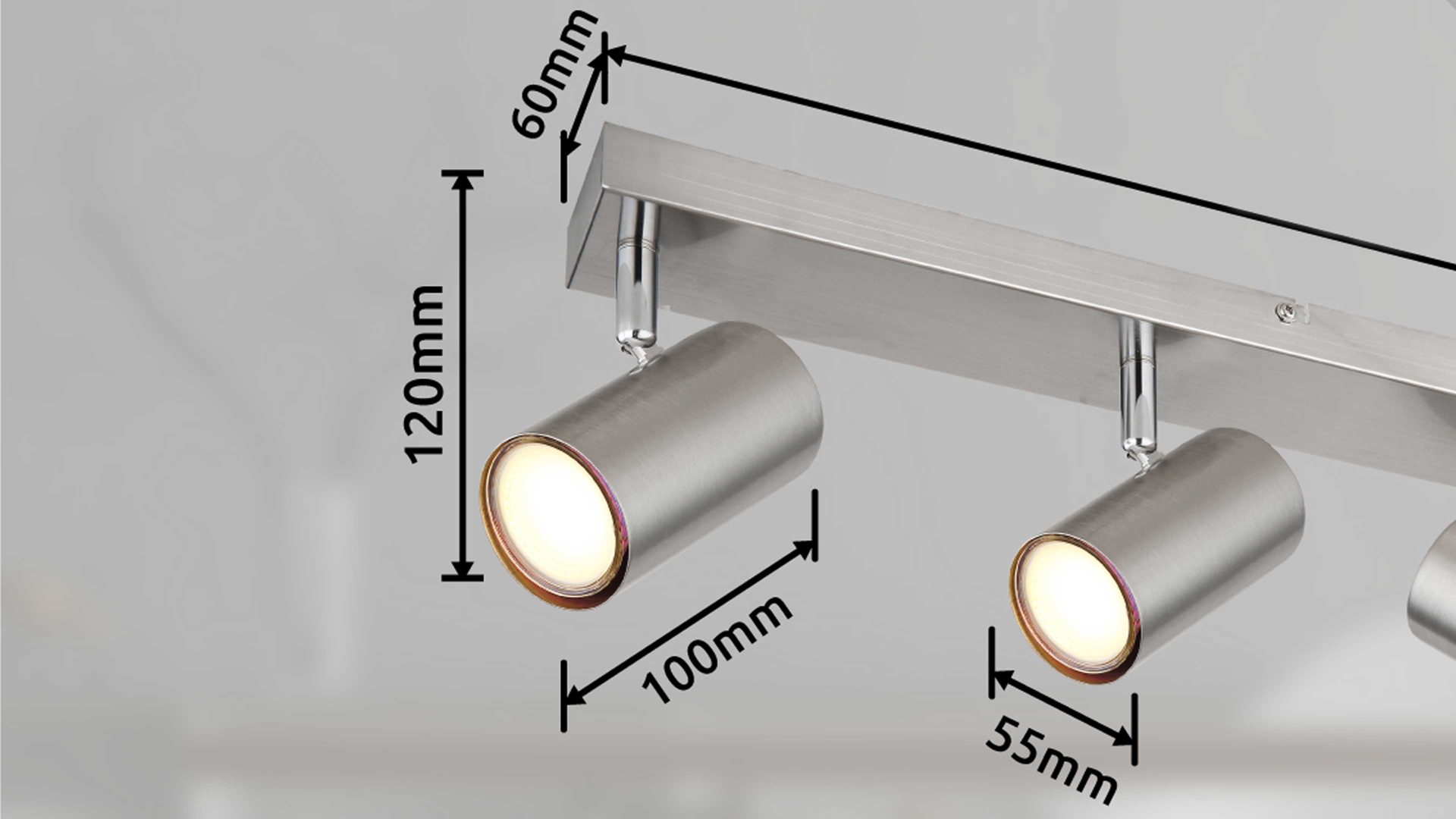 Strahler / Spot Globo lighting aus Metall in Schwarz GLOBO Deckenstrahler Robby Mattschwarz - sechs Spots, Länge ca. 115 cm