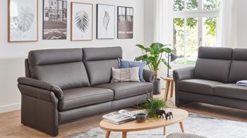 Dreisitzer COMFORT SMART aus Leder in Dunkelbraun COMFORT SMART Primus 2.0 - Dreisitzer moccafarbenes Leder Soft-Line – Länge ca. 218 cm