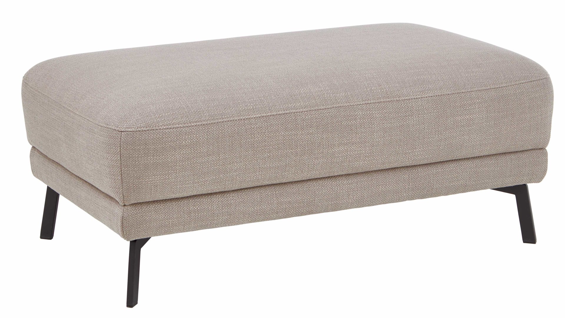 Polsterhocker COMFORT SMART aus Stoff in Beige COMFORT SMART Cadira - XXL-Polsterhocker taupefarbenes Flachgewebe Picasso & schwarze Metallfüße - ca. 110 x 65 cm