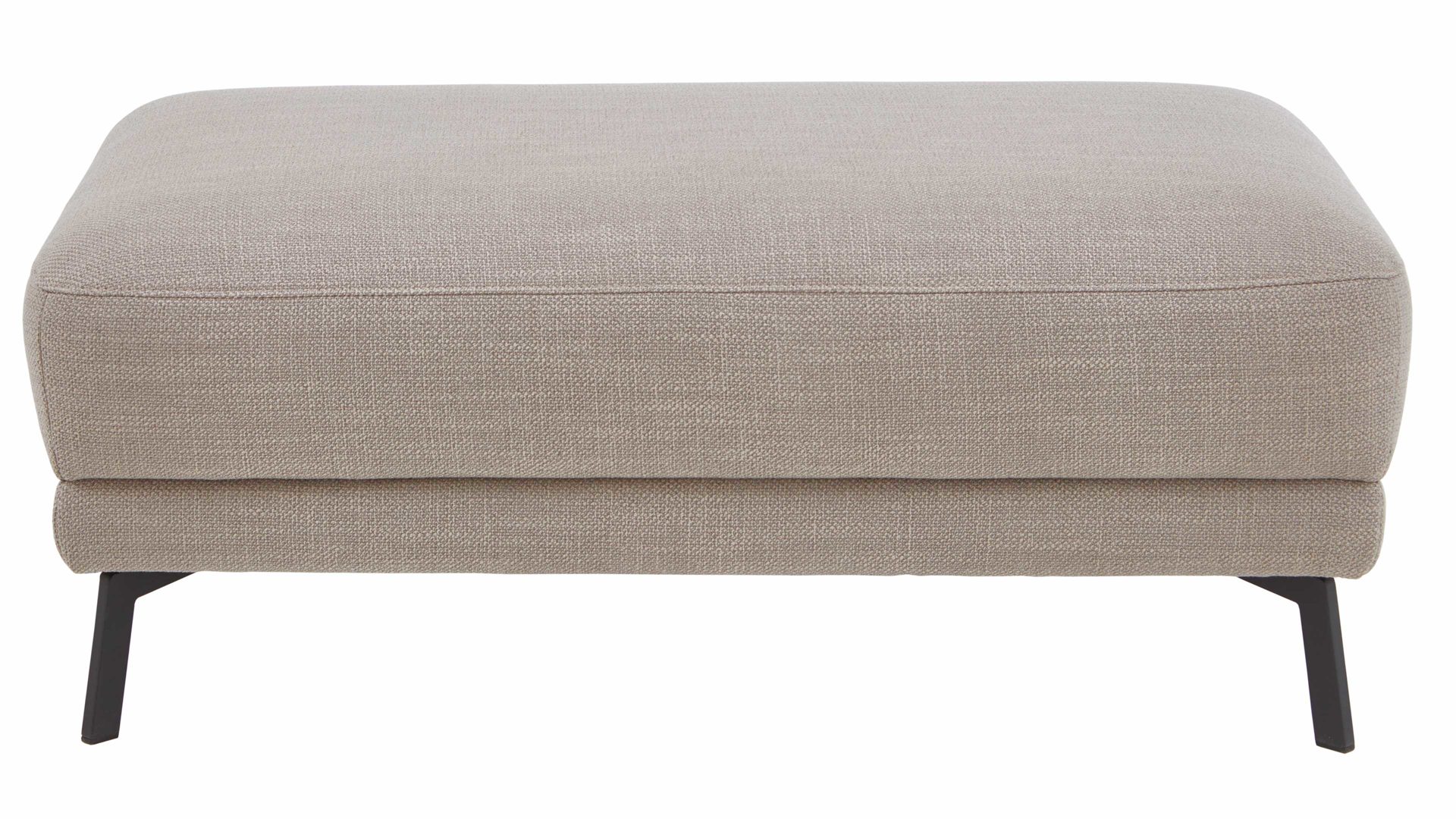 Polsterhocker COMFORT SMART aus Stoff in Beige COMFORT SMART Cadira - XXL-Polsterhocker taupefarbenes Flachgewebe Picasso & schwarze Metallfüße - ca. 110 x 65 cm