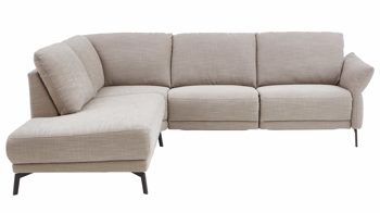 Ecksofa COMFORT SMART aus Stoff in Beige COMFORT SMART Cadira - Ecksofa taupefarbenes Flachgewebe Picasso & schwarze Metallfüße - Stellfläche ca. 223 x 290 cm