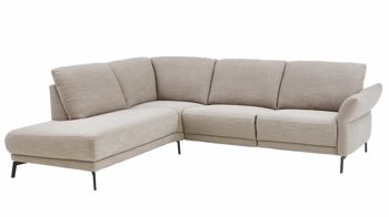 Ecksofa COMFORT SMART aus Stoff in Beige COMFORT SMART Cadira - Ecksofa taupefarbenes Flachgewebe Picasso & schwarze Metallfüße - Stellfläche ca. 223 x 290 cm