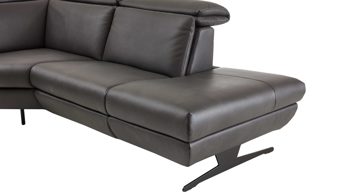Ecksofa Steinpol polsteria aus Leder in Anthrazit Polsterprogramm Trapani - Eckkombination anthrazitfarbenes Leder & schwarze Metallkufe - Stellfläche ca. 292 x 266 cm