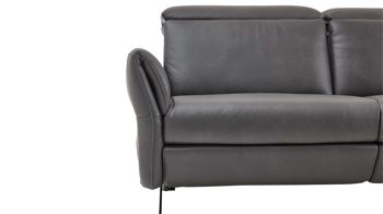 Ecksofa Steinpol polsteria aus Leder in Anthrazit Polsterprogramm Trapani - Eckkombination anthrazitfarbenes Leder & schwarze Metallkufe - Stellfläche ca. 292 x 266 cm
