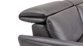 Ecksofa Steinpol polsteria aus Leder in Anthrazit Polsterprogramm Trapani - Eckkombination anthrazitfarbenes Leder & schwarze Metallkufe - Stellfläche ca. 292 x 266 cm