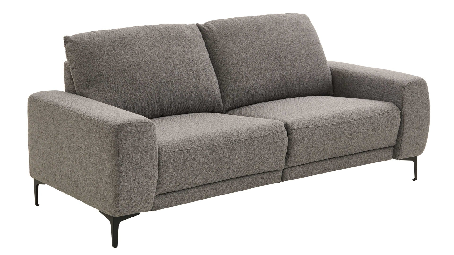 2,5-Sitzer COMFORT SMART aus Stoff in Grau COMFORT SMART Cadira - zweiteiliger 2,5-Sitzer graues Flachgewebe Mono & schwarze Winkelfüße - Länge ca. 196 cm