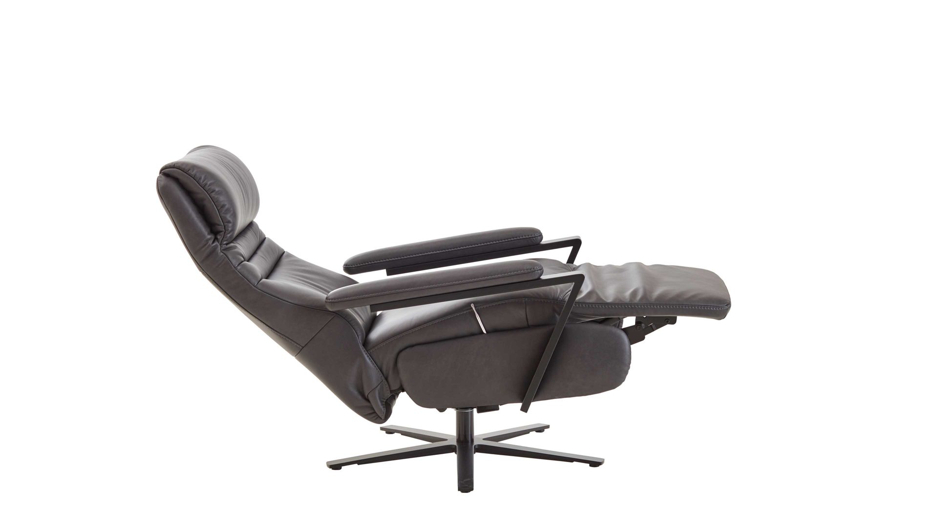 Relaxsessel Steinpol polsteria aus Leder in Anthrazit Polsterprogramm Trapani Lounge RelaXX - Relaxsessel anthrazitfarbenes Leder & Metallsternfuß