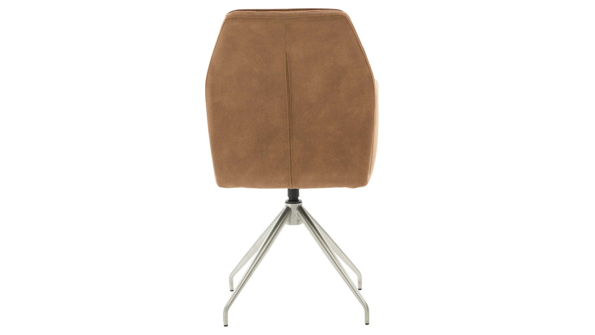 Vierfußstuhl Interliving aus Kunstfaser in Hellbraun Interliving Esszimmer Serie 5104 – Armlehnstuhl mit Drehfunktion bernsteinfarbene Mikrofaser Amber & Edelstahl