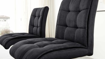 Barstuhl Interliving aus Kunstfaser in Schwarz Interliving Esszimmer Serie 5104 – Barstuhl mit Drehfunktion BL64 carbonschwarze Mikrofaser Night & mattschwarzer Tellerfuß