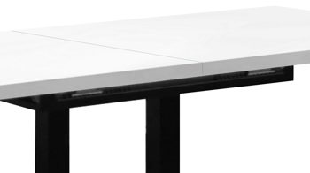 Auszugtisch Mäusbacher aus Holz in Weiß Tisch-Serie Big Bistro - Auszugtisch mattweißer Lack & schwarzes Metall - ca. 120-160 x 65 cm