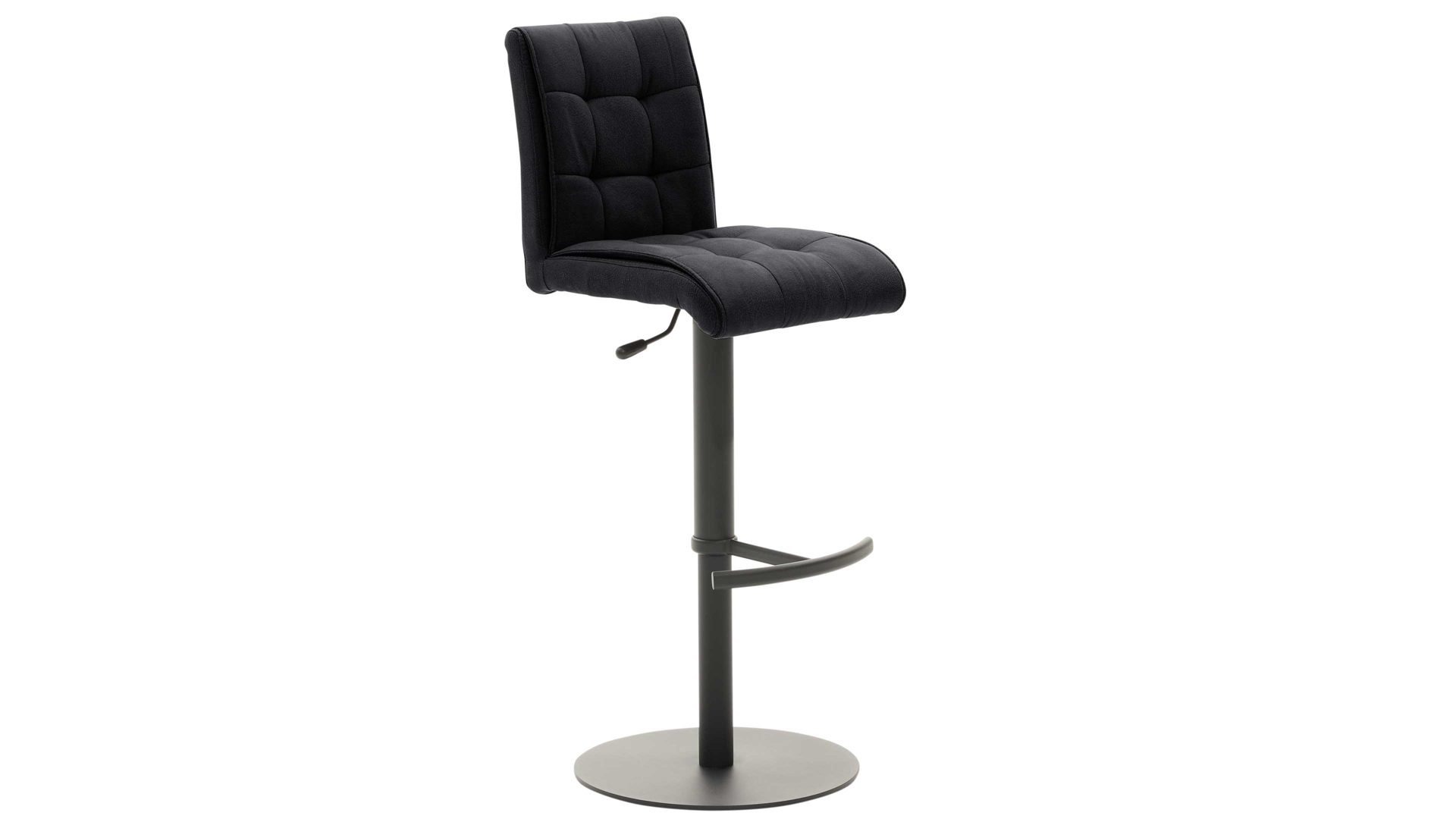 Barstuhl Interliving aus Kunstfaser in Schwarz Interliving Esszimmer Serie 5104 – Barstuhl mit Drehfunktion BL64 carbonschwarze Mikrofaser Night & mattschwarzer Tellerfuß