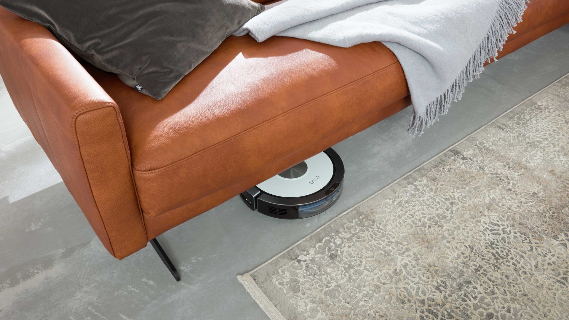 Polsterhocker Interliving aus Leder in Orange Interliving Sofa Serie 4004 - XXL-Hocker cognacfarbenes LongLife-Leder Z75-50 - ca. 140 x 60 cm