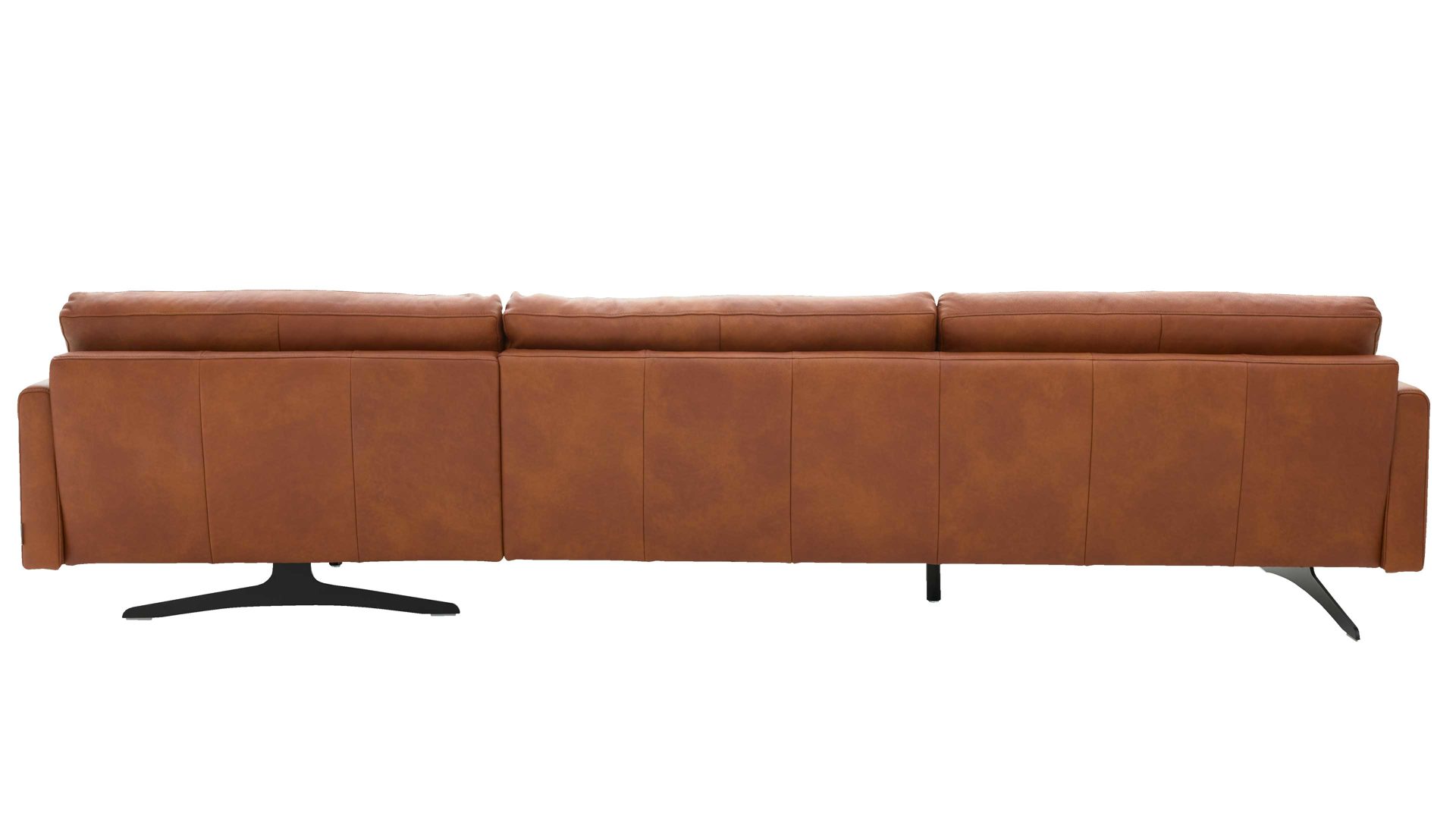 Ecksofa Interliving aus Leder in Orange Interliving Sofa Serie 4004 - Ecksofa cognacfarbenes LongLife-Leder Z75-50 - Stellfläche ca. 300 x 170 cm