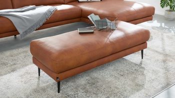 Polsterhocker Interliving aus Leder in Orange Interliving Sofa Serie 4004 - XXL-Hocker cognacfarbenes LongLife-Leder Z75-50 - ca. 140 x 60 cm