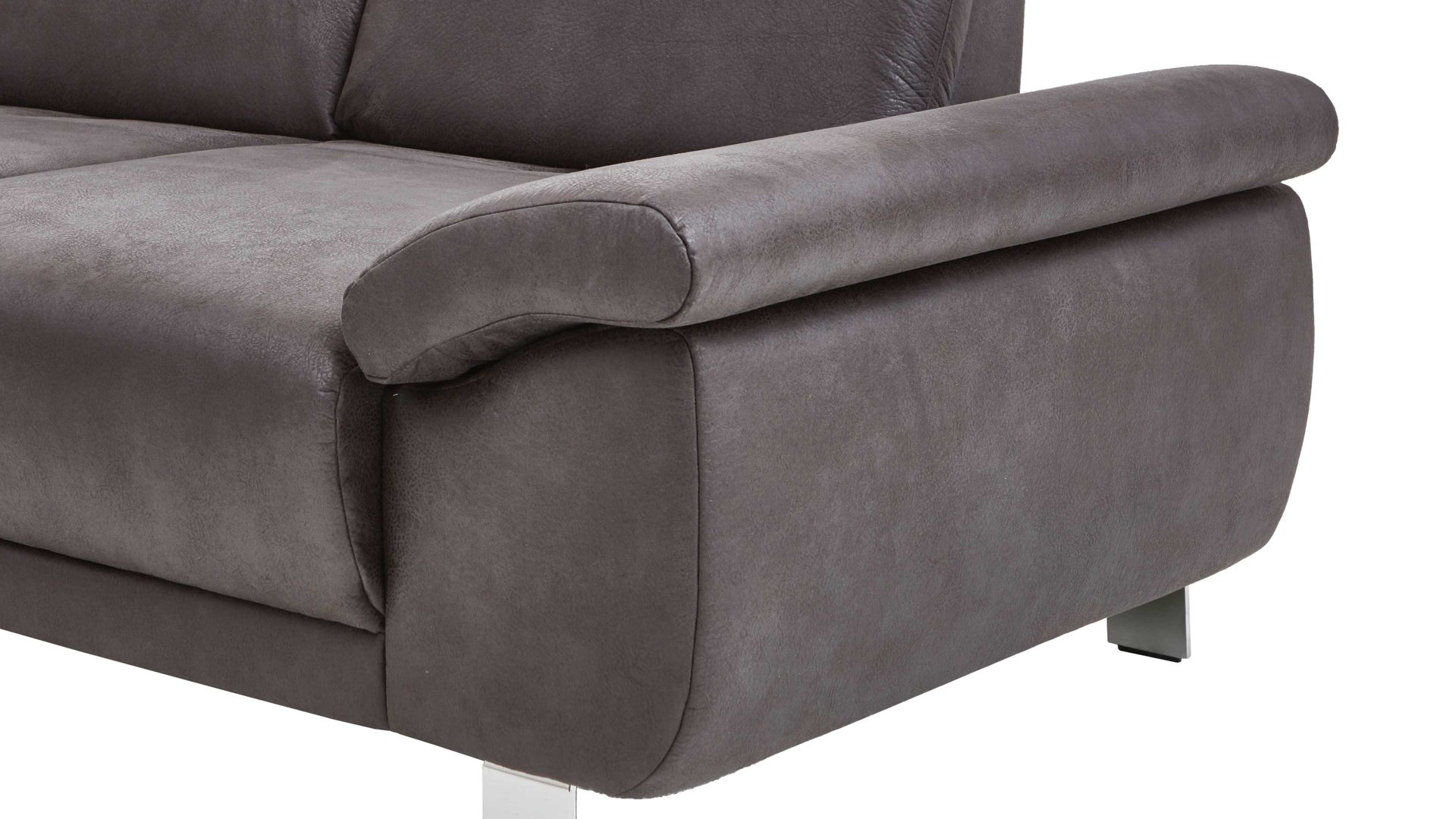 Ecksofa Dietsch. aus Stoff in Anthrazit Polsterprogramm Tiamo - Eckcouch anthrazitfarbener Bezug Büffel & Metallfüße 4.31 - Stellfläche ca. 210 x 290 cm