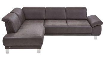 Ecksofa Dietsch. aus Stoff in Anthrazit Polsterprogramm Tiamo - Eckcouch anthrazitfarbener Bezug Büffel & Metallfüße 4.31 - Stellfläche ca. 210 x 290 cm