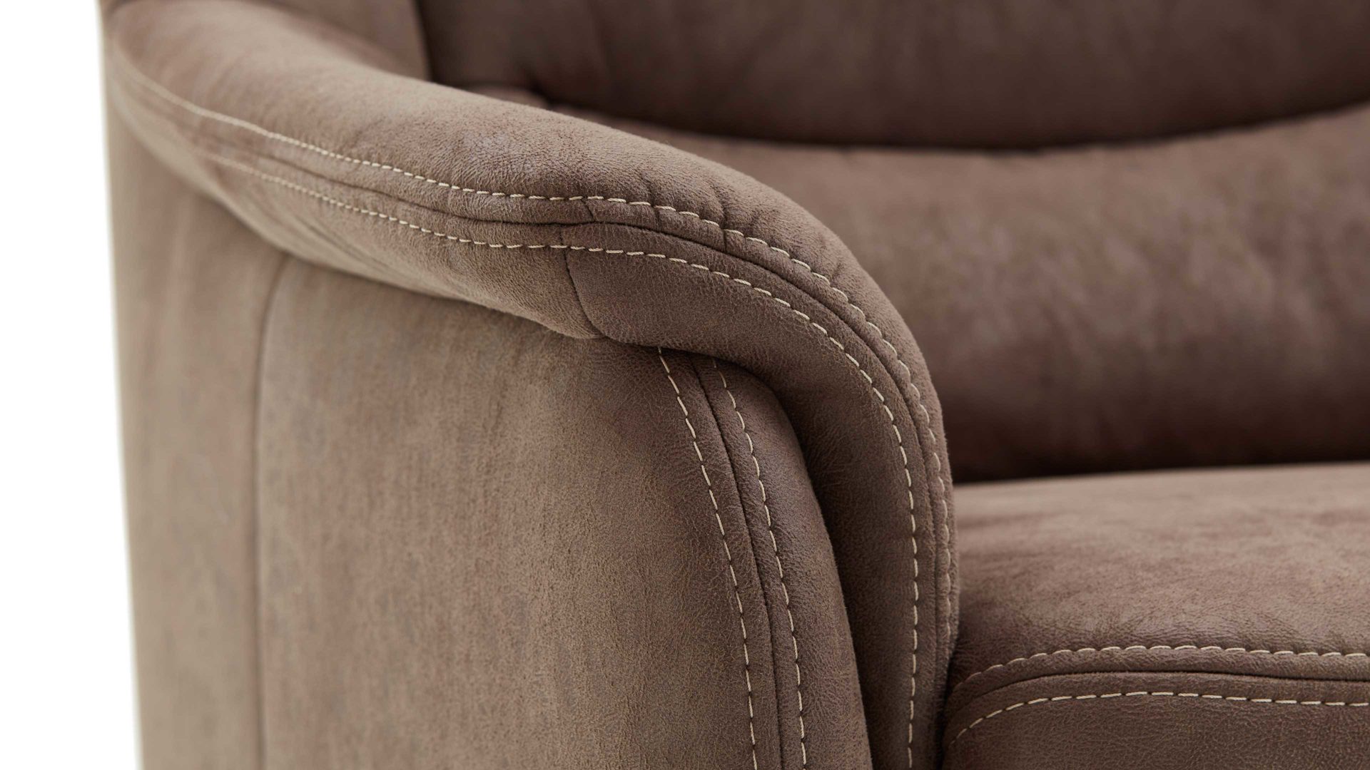 Dreisitzer OrthoSedis aus Stoff in Braun OrthoSedis Oslo - Dreisitzer elephantfarbene Mikrofaser Gaucho 14 - Länge ca. 205 cm