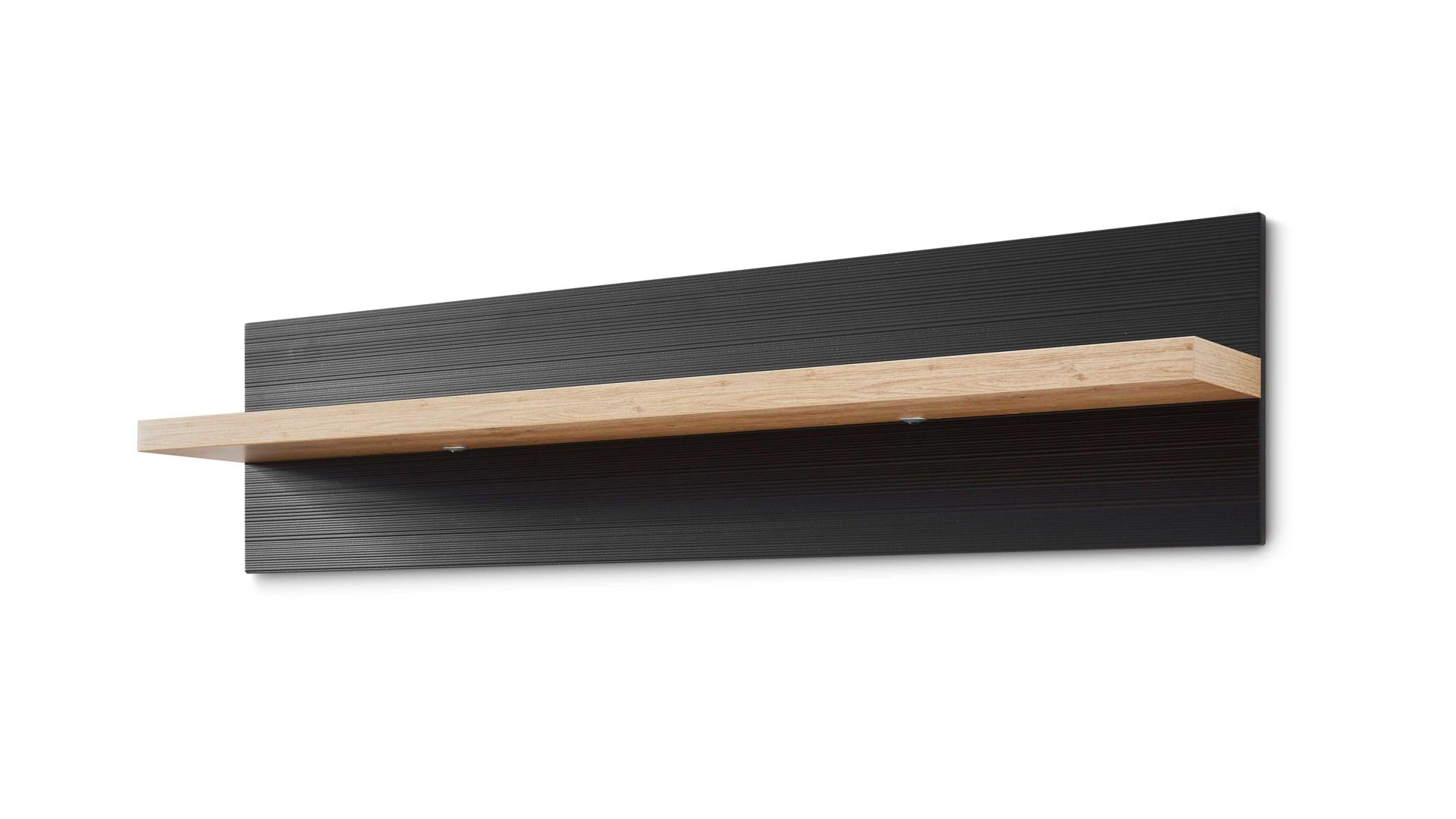 Wohnwand Ideal möbel aus Holz in Dunkelgrau Wohnkombination Manhattan - Wohnwand mit TV-Möbel Grau & Eiche Artisan – vierteilig, Breite ca. 322 cm