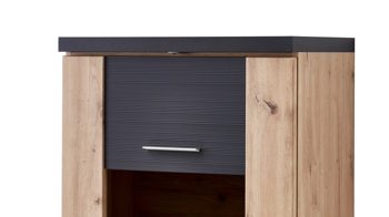 Vitrine Ideal möbel aus Holz in Dunkelgrau Highboard-Vitrine Manhattan Grau & Eiche Artisan – eine  Tür,  links