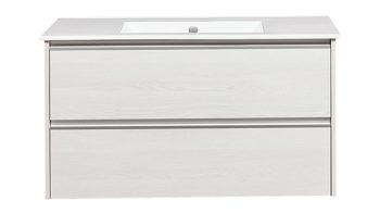 Waschbeckenunterschrank Pelipal aus Holz in Weiß pelipal Serie 6040 - Waschtischunterschrank weiße Eiche – zwei Auszüge, Breite ca. 98 cm