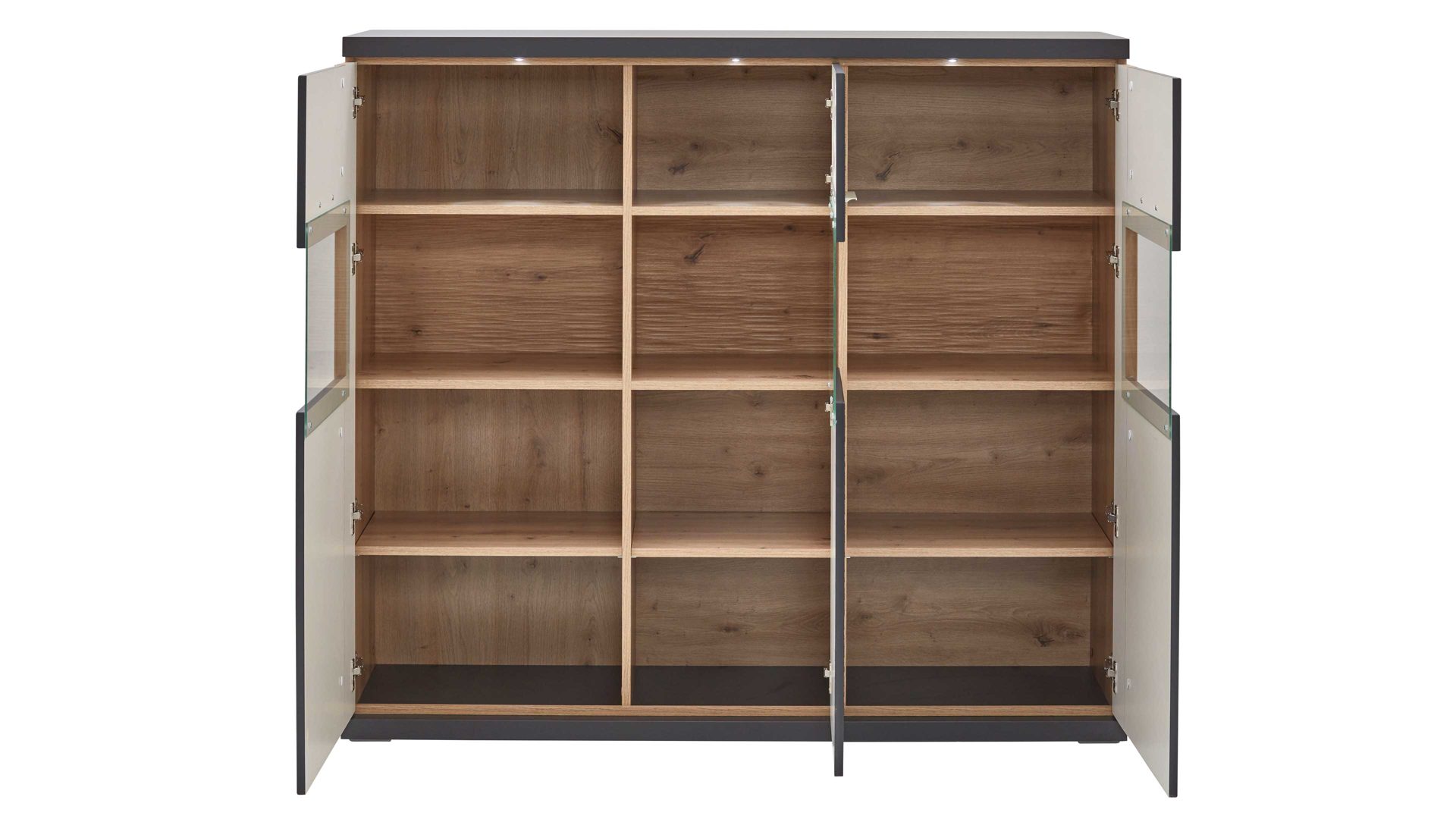 Highboard Ideal möbel aus Holz in Dunkelgrau Highboard Manhattan Grau & Eiche Artisan  – drei Türen