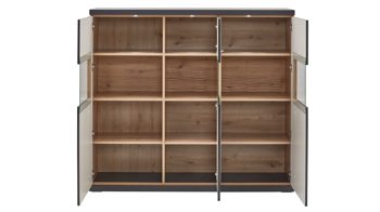 Highboard Ideal möbel aus Holz in Dunkelgrau Highboard Manhattan Grau & Eiche Artisan  – drei Türen