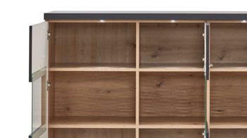 Highboard Ideal möbel aus Holz in Dunkelgrau Highboard Manhattan Grau & Eiche Artisan  – drei Türen