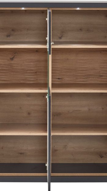 Highboard Ideal möbel aus Holz in Dunkelgrau Highboard Manhattan Grau & Eiche Artisan  – drei Türen