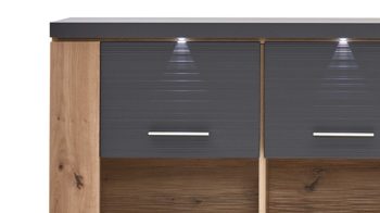 Highboard Ideal möbel aus Holz in Dunkelgrau Highboard Manhattan Grau & Eiche Artisan  – drei Türen