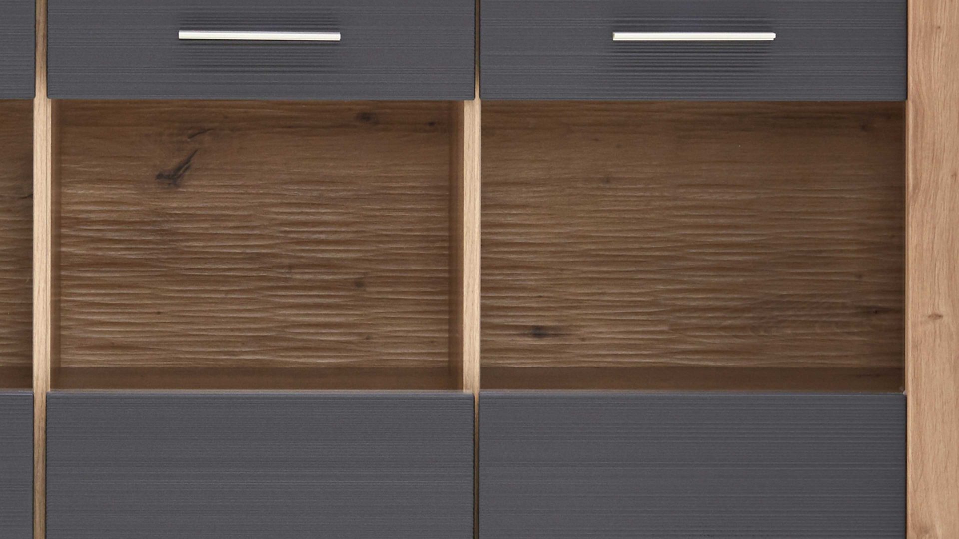 Highboard Ideal möbel aus Holz in Dunkelgrau Highboard Manhattan Grau & Eiche Artisan  – drei Türen